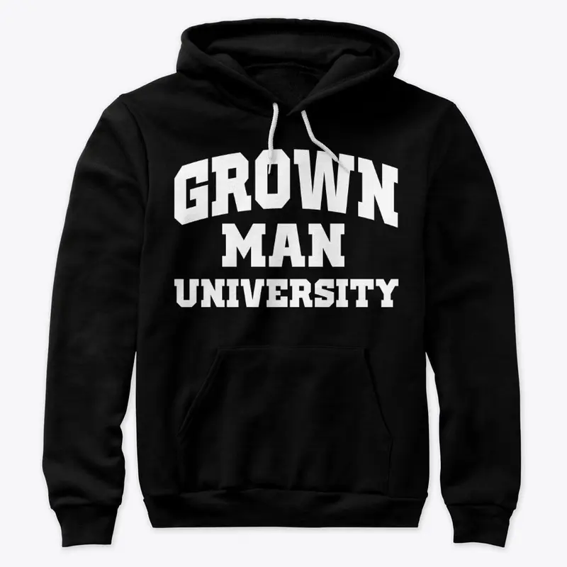 Grown Man University White Text