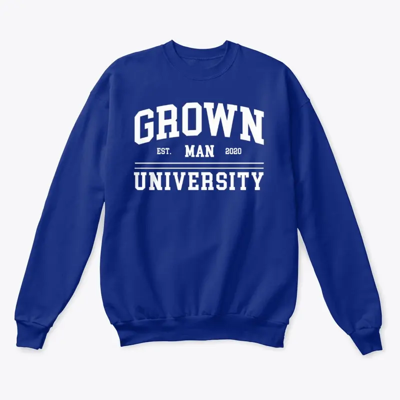 Grown Man University White Text