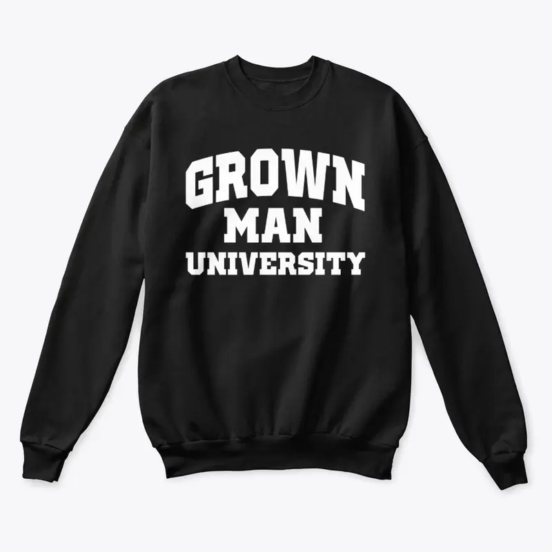 Grown Man University White Text