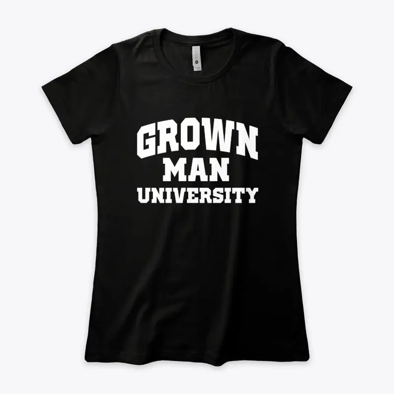 Grown Man University White Text