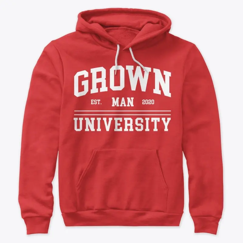 Grown Man University White Text