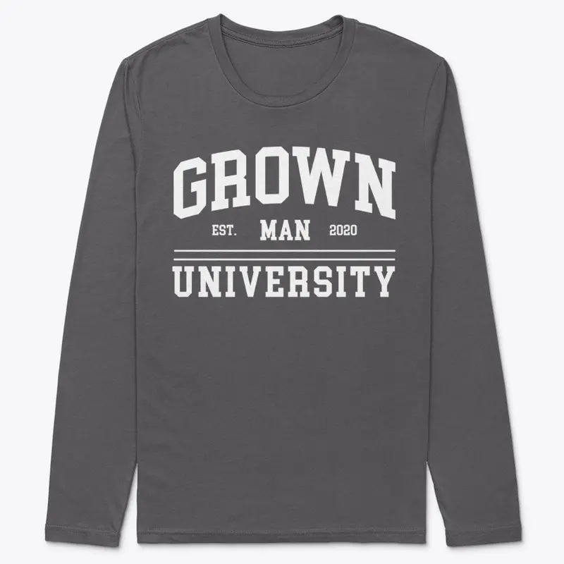 Grown Man University White Text