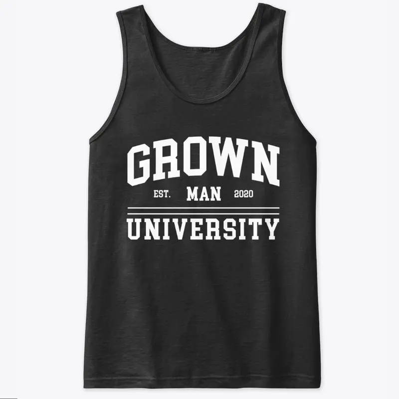 Grown Man University White Text