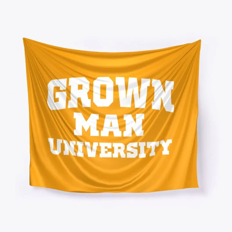 Grown Man University White Text