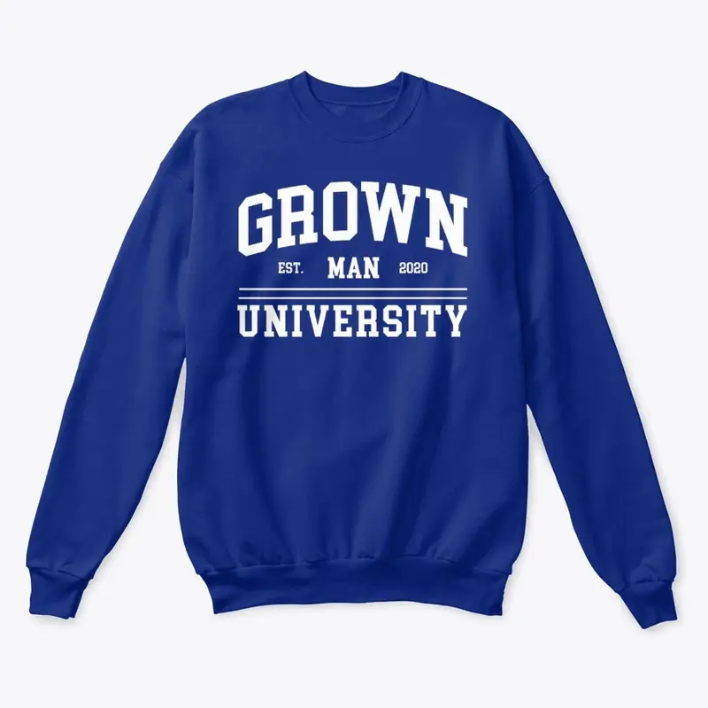 Grown Man University White Text