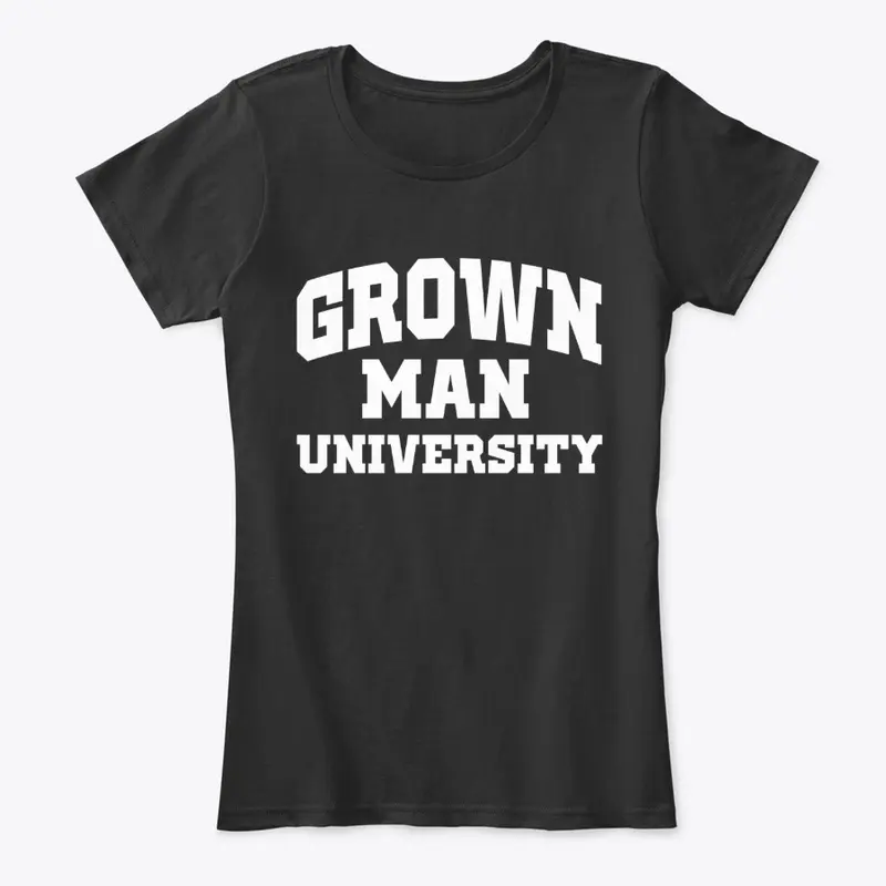 Grown Man University White Text